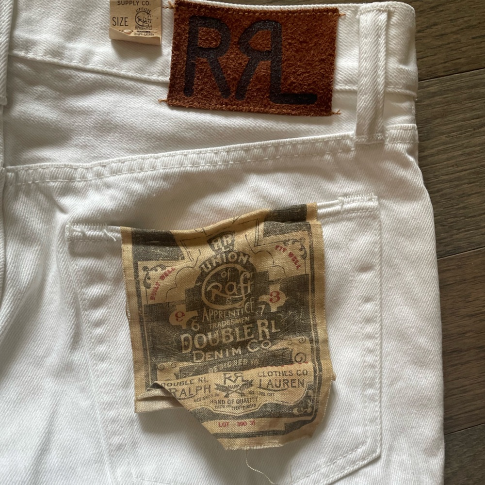 Double rl rrl brand new 31x32 white denim jeans in slim narrow fit
